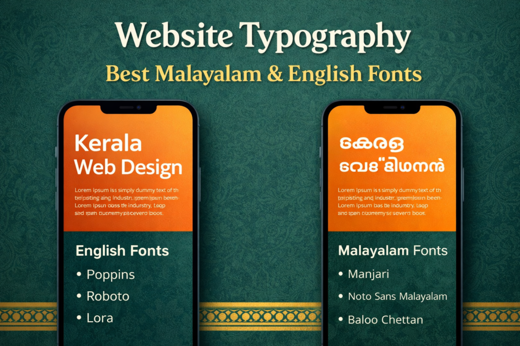 Website typography best Malayalam and English fonts for Kerala web design